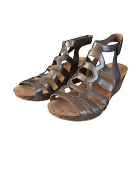 Dansko Womens Selina Gladiator Wedge Sandals Metallic Bronze Leather Size 42